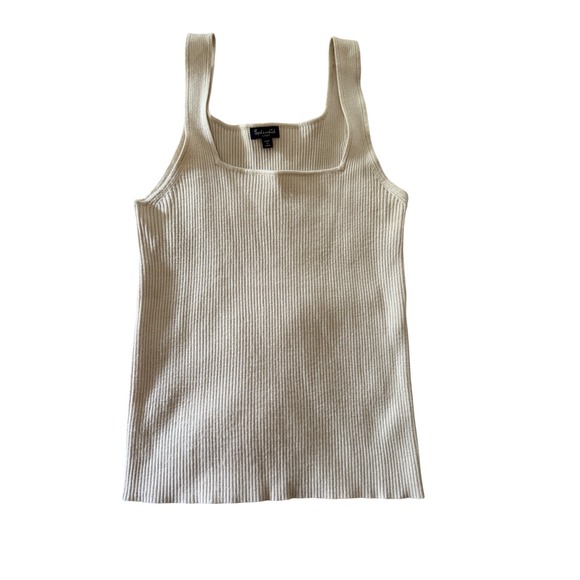 Splendid Tops - Splendid Womens Ribbed Knit Square Neck Tank Top Cream RF2W97X Large